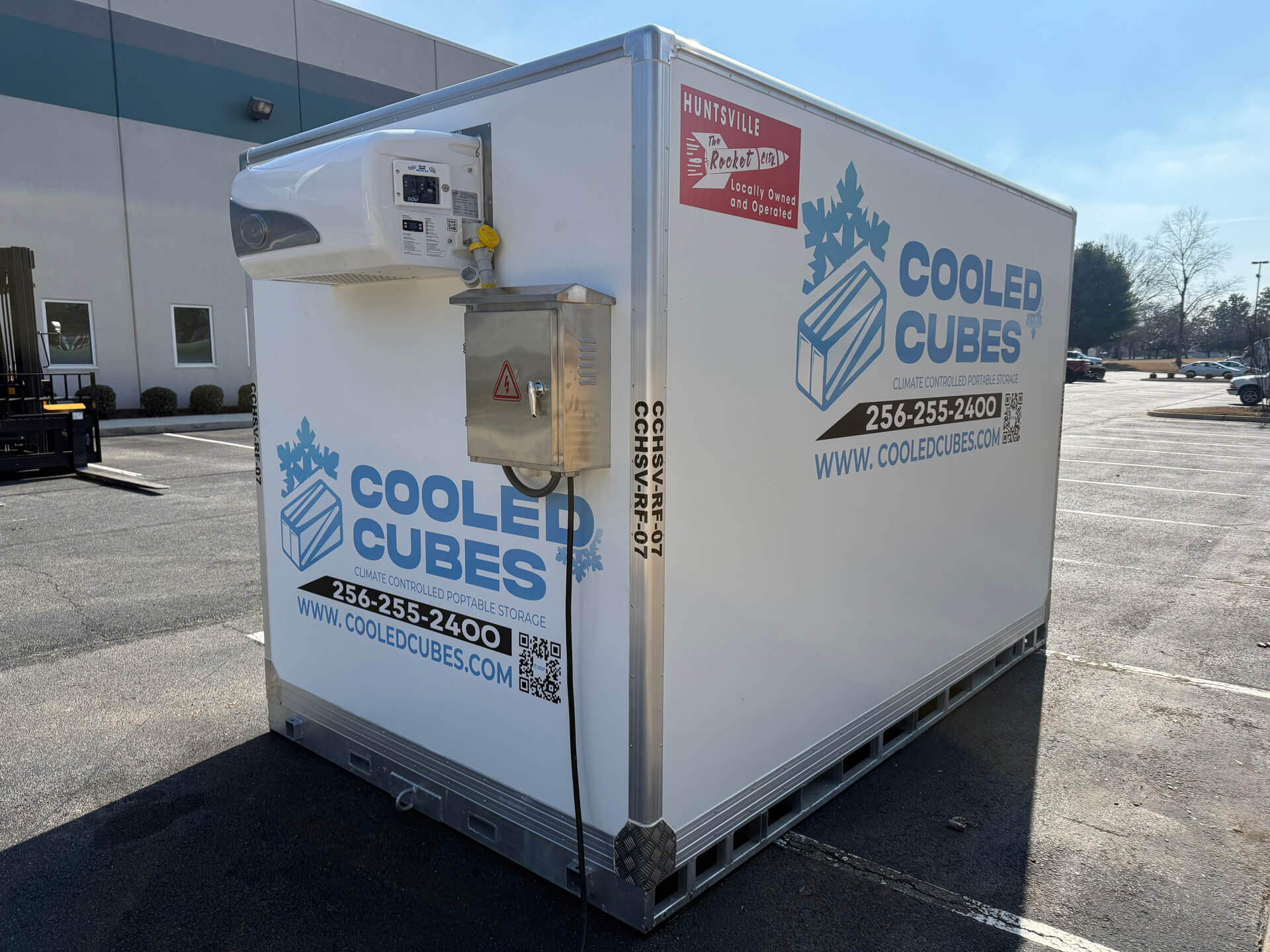 Cooled Cube refrigerated storage container on site